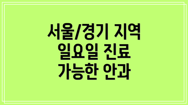 서울/경기 지역 일요일 진료 가능한 안과