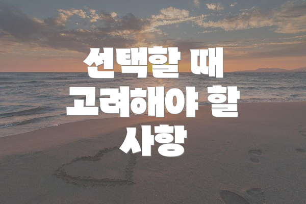 선택할 때 고려해야 할 사항