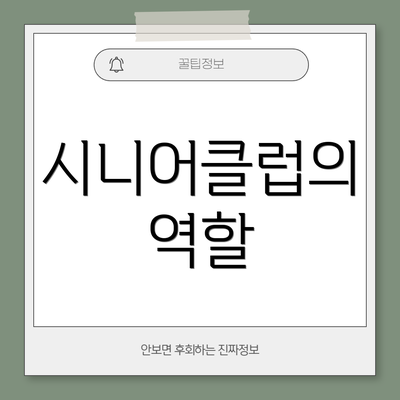 시니어클럽의 역할