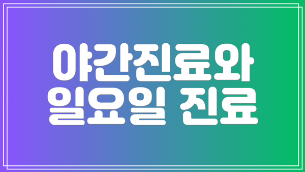 야간진료와 일요일 진료