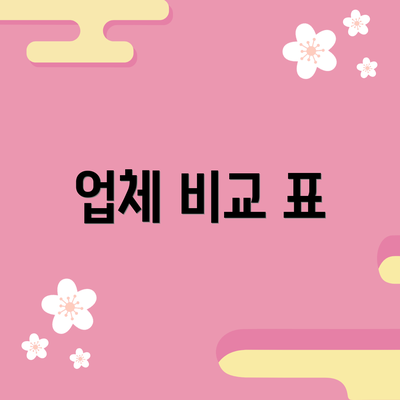 업체 비교 표