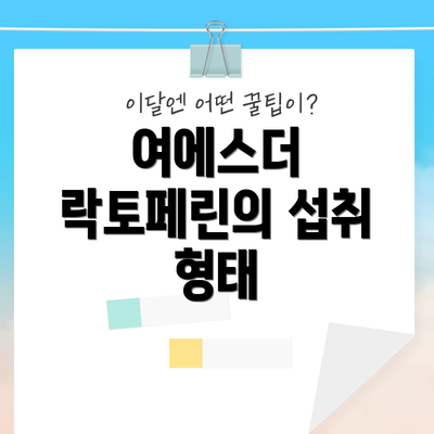 여에스더 락토페린의 섭취 형태