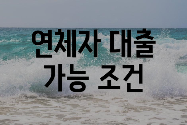 연체자 대출 가능 조건