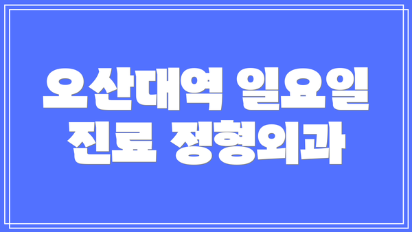 오산대역 일요일 진료 정형외과