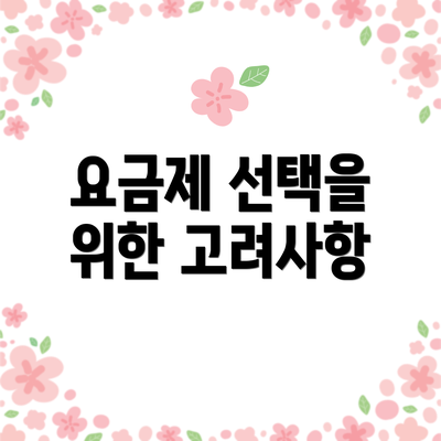 요금제 선택을 위한 고려사항