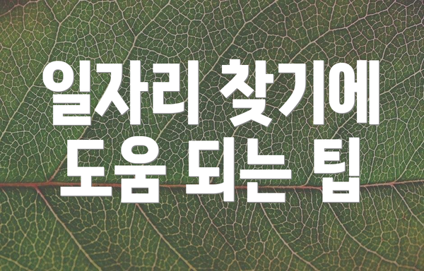 일자리 찾기에 도움 되는 팁