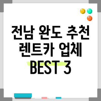전남 완도 추천 렌트카 업체 BEST 3