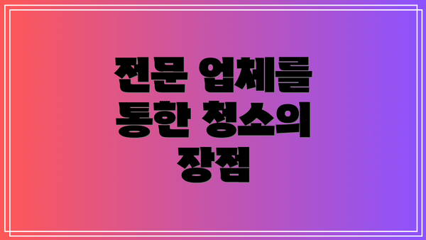 전문 업체를 통한 청소의 장점