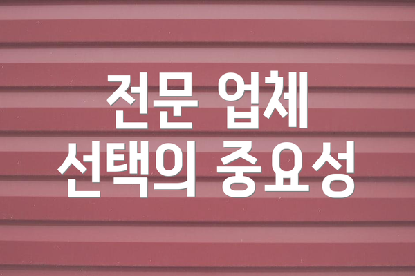 전문 업체 선택의 중요성