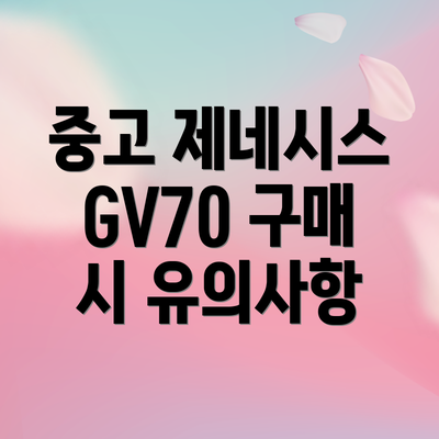 중고 제네시스 GV70 구매 시 유의사항
