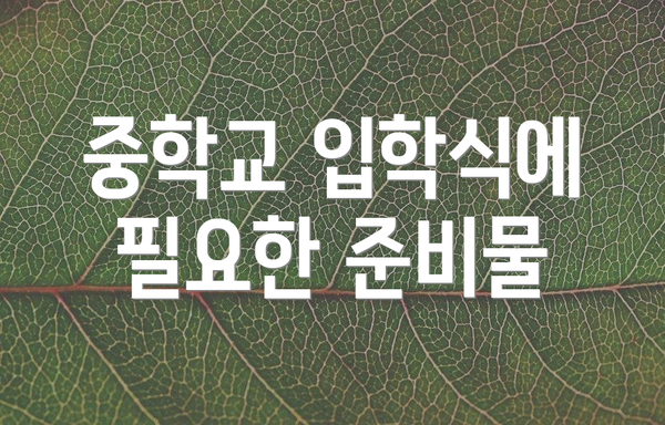 중학교 입학식에 필요한 준비물