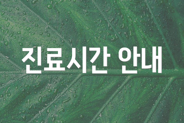 진료시간 안내