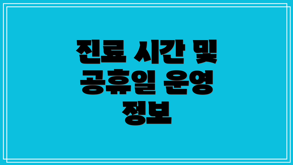 진료 시간 및 공휴일 운영 정보