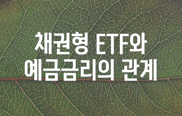 채권형 ETF와 예금금리의 관계
