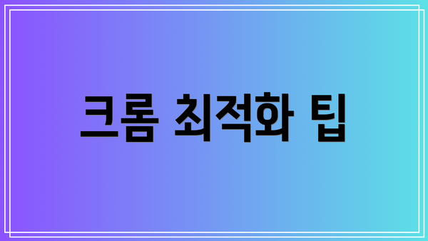 크롬 최적화 팁