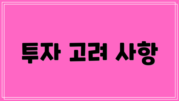 투자 고려 사항