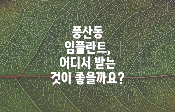 풍산동 임플란트, 어디서 받는 것이 좋을까요?