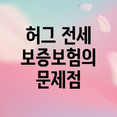 허그 전세 보증보험의 문제점